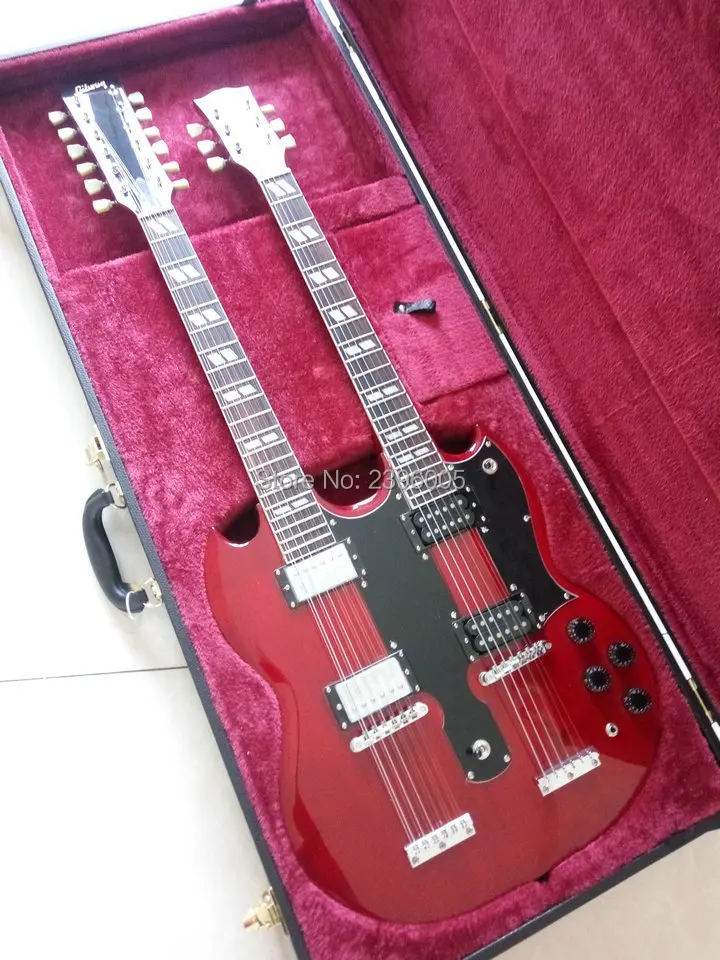 Новое прибытие СГ двойной шеи 1275 модель электрическая гитара винно-Красный Джимми Пейдж стиль 12/6 струны электрической гитары бесплатная доставка