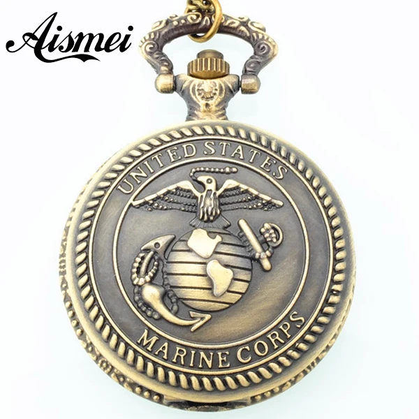 United States MARINE CORPS bronze antique quartz pocket watch with