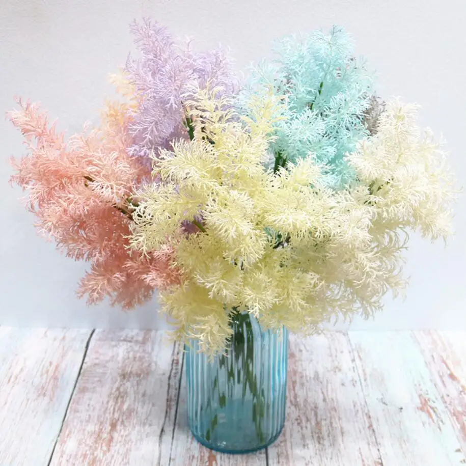 

6pcs Plastic Soft Rime Greenery Colorful Hard Rime Plant artificial flowers 17.72" long Fake flowers for Wedding Decortion