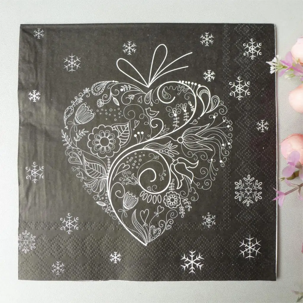 2 x_Two sheets Decoupage Paper Napkins 33x33cm 3 ply love heart paper