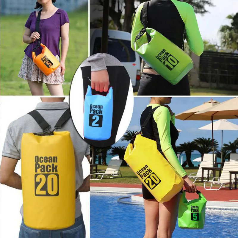 Diving Bags Outdoor Boating Kayaking Sport Storage Bag Waterproof Dry Bag Camping Hiking Beach Swimming Backpack 5L 10L 15L 20L (1)