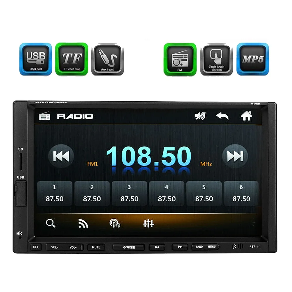 

Car Multimedia Player Bluetooth Mp5 Player Car Radio Audio Stereo 2 Din 7" Touch Screen Usb Support Sd/mmc Fm Universal In-dash