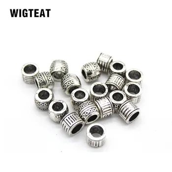 

Vintage metal Silver Hair Braid Dread 2 Different Styles Dreadlock Tube Beads Ring approx 5/6mm hole Headwear Accessories