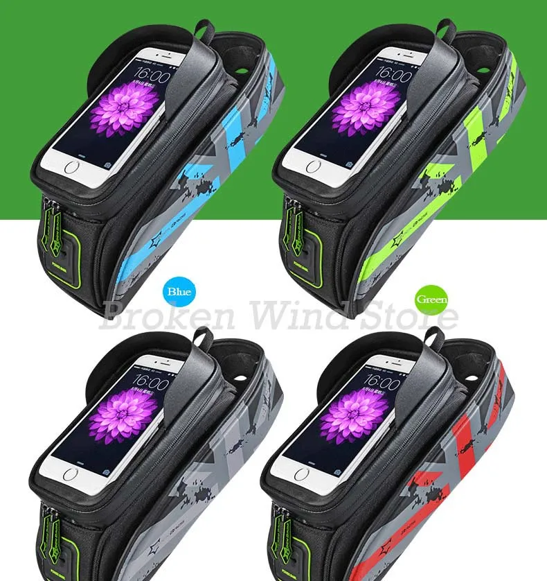 Discount Rockbros Bicycle Bag 5.8 6.0 Inch Phone Case Waterproof Touchscreen Bike Frame Top Tube Bag Basket Cycling Bags Bike Accessories 12