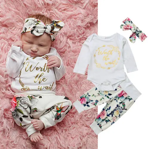 Newborn-Infant-Baby-Girl-Floral-Clothes-Jumpsuit-Romper-Bodysuit-Pants-Outfit-UK