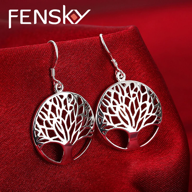 Fensky 2017 New Stylish Womens Jewellery Earrings Silver Color Hollow Plant Tree Shape Dangle For Women/Mother | Украшения и