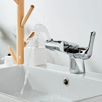 

New Arrival Bathroom Basin Sink Mixer Faucet Waterfall Widespread Chrome Polish Single Handle Single Hole Mixer Tap Deck Mounted
