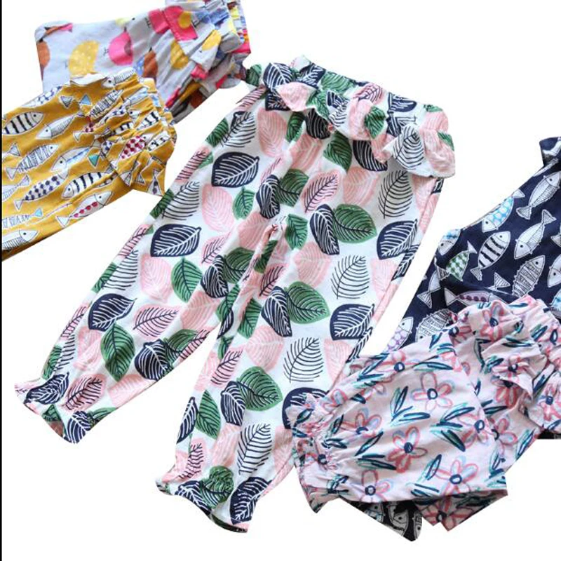 

MERI AMMI Children Girl Cute Clothing Baby Flower Fish Leaf Loose Pants For 2-7 Year Girl