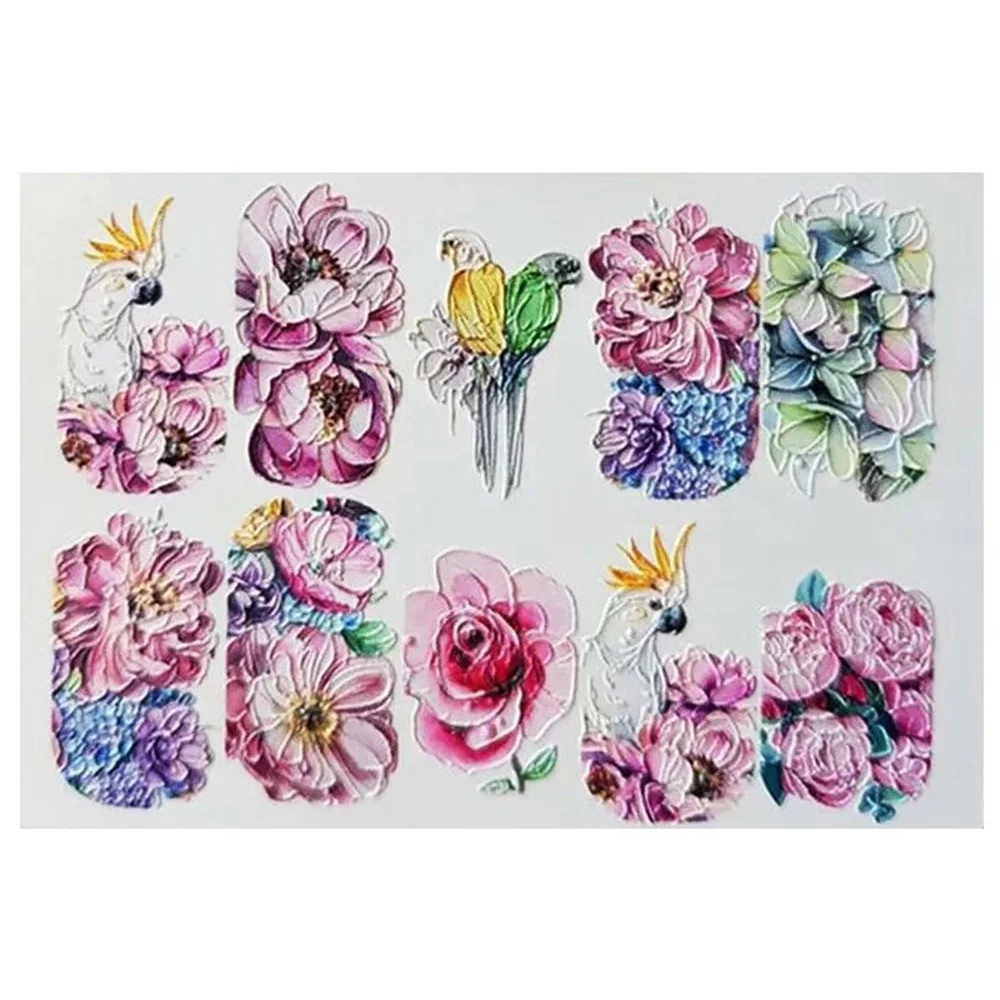 

1 sheet Nail 3D Acrylic Engraved bee DIY Nail Sticker Cute Flamingo Bee Blooming Flower Nail Art Decoration Water Transfer