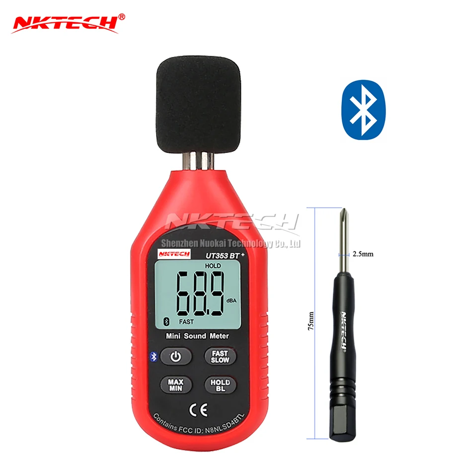 

NKTECH UT353BT Sound Level Meter Digital Bluetooth Noise Meter Tester 30-130dB Decibel Monitoring Sound Level Meters