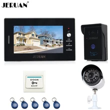 JERUAN 7“ TFT Video door Phone Intercom System waterproof touch key RFID Access Camera + 700TVL Analog Camera FREE SHIPPING