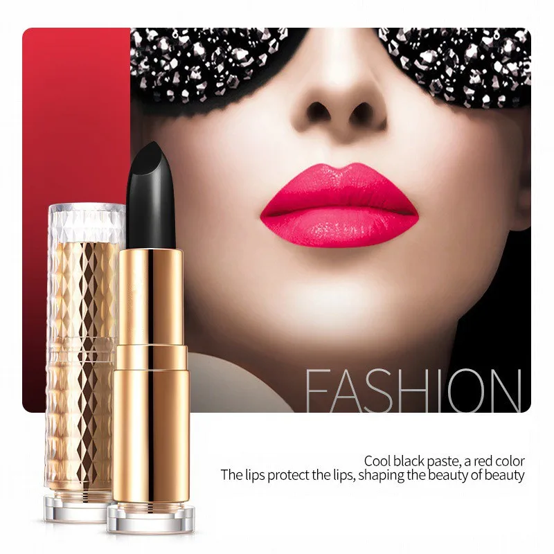 

Long-lasting Glitter Lipstick Black Temperature Change Plum Red Lip Stick Black Rose Lips Balm For Women Gift