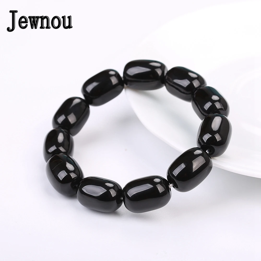 

Jewnou Black Agate Bracelet Women Charms Men Jewelry Exquisite Gift Girl Crystal Noble Gift Classic Vintage Power Gems Prayer