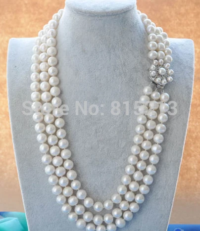 

FREE SHIPPING@@ N1475 10-11mm ROUND WHITE FRESHWATER PEARL NECKLACE
