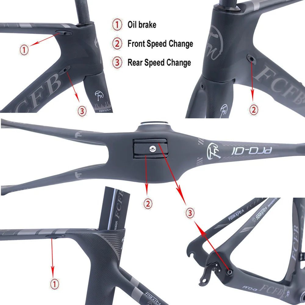 Flash Deal FCFB carbon road bike Pro01 47/49/51cm new carbon road frame 3K matt BB92 bicicleta road bike frame with handlebar stem 2