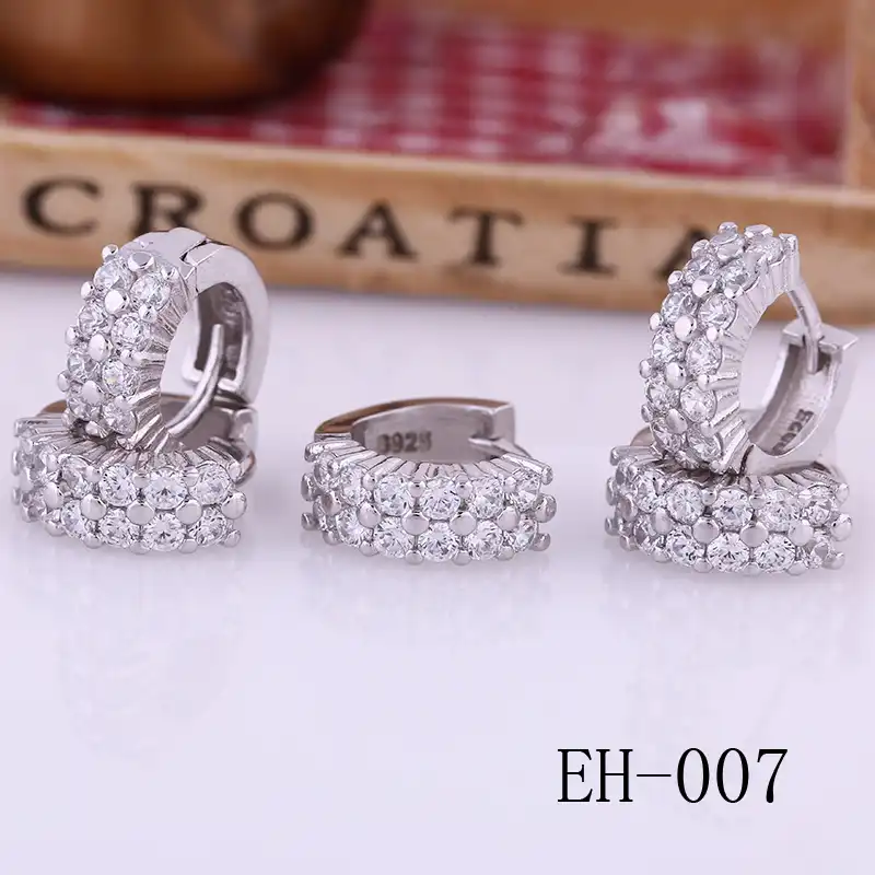 2017 Бесплатная доставка Jewelry Для женщин ювелирных изделий микро серия Han серебряный орнамент с двойной ряд циркон серьги Для женщин уха клип