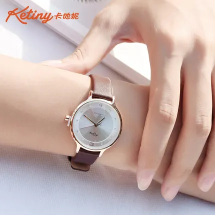 

2018 new ketiny ladies watch female students Korean version of the simple retro casual wild leather strap waterproof quartzwatch
