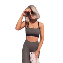 Женский модный комплект одежды для фитнеса, бюстгальтер однотонного цвета, штаны, 2 предмета, облегающие, всесезонные виды спорта, повседневный комплект