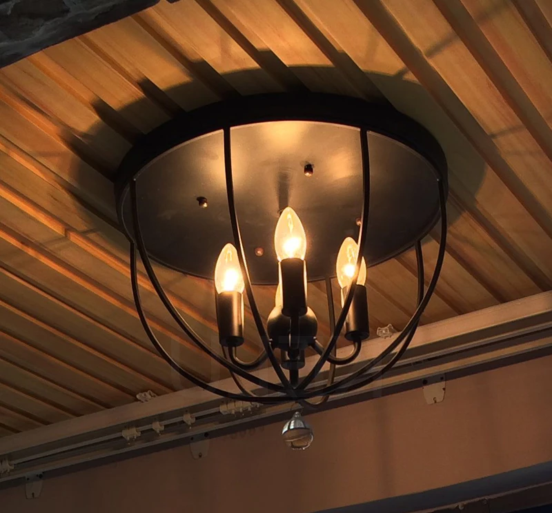 

Iron Ceiling Light Retro Industrial Wind Corridor Entrance Bedroom Balcony Light 4heads black cGY228