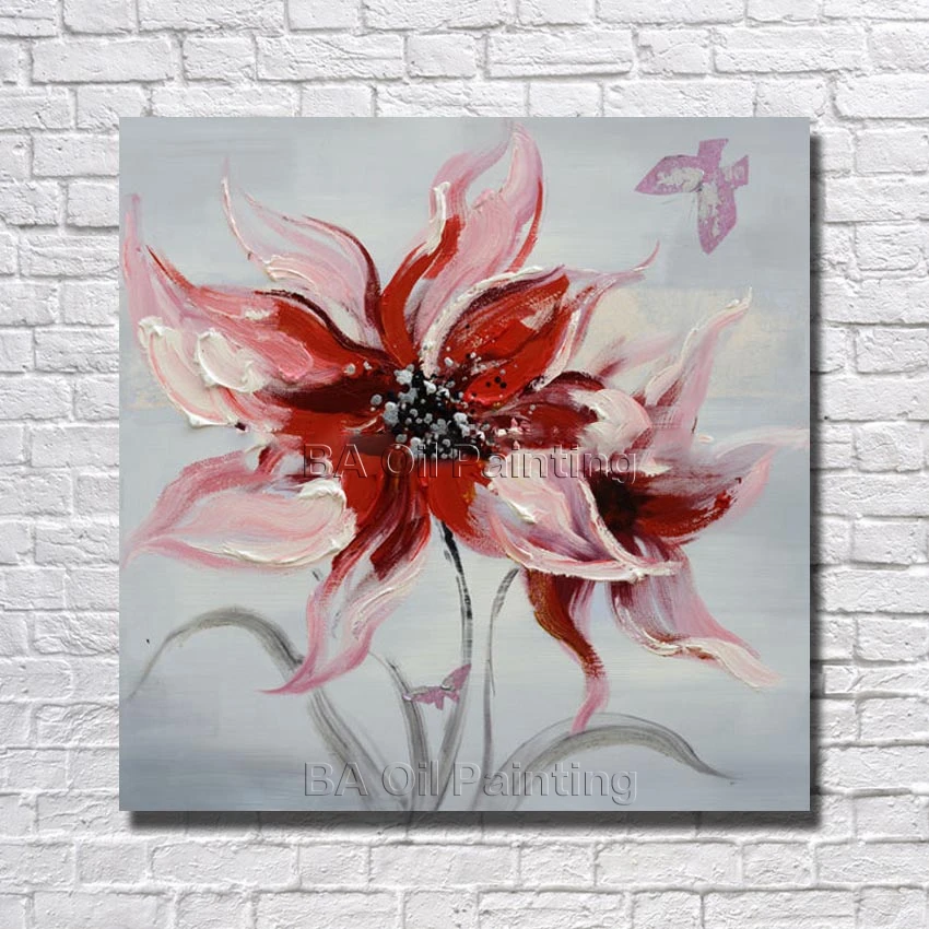 

Free Shipping Hand Painted Beautiful Flower Oil Painting Home Decoration Modern Abstract Acrylic Paintings no Framed Art