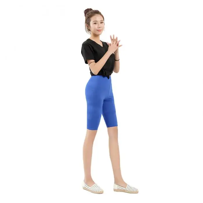 Женские шорты до колена эластичное сплошной цвет бег фитнес Девушка повседневные брюки плюс размер 3-5XL NYZ магазин