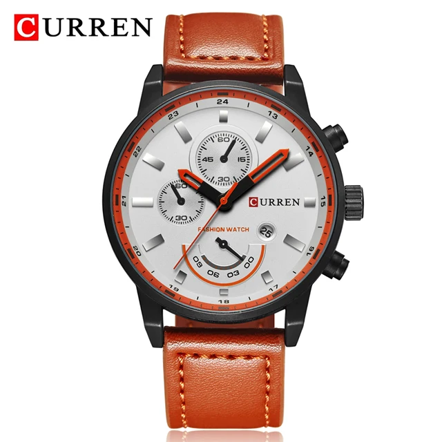 CURREN 8217, мужские спортивные кварцевые часы, мужские часы, Топ бренд, Роскошные водонепроницаемые военные наручные часы, мужские часы - Цвет: Orange