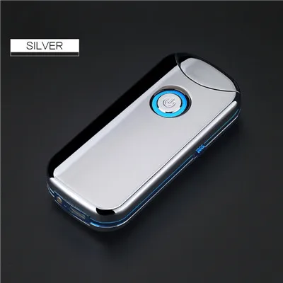 SILVER Роскошный USB Электронный двойной дуговой прикуриватель, ветрозащитный перезаряжаемый плазменный сигарный фонарь, зажигалка, инструменты для курения, лучший подарок для мужчин - Цвет: SILVER