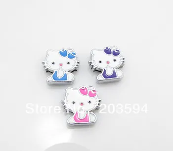 

100Pcs Enemal Hello Kitty Slide letters Charm DIY Accessories
