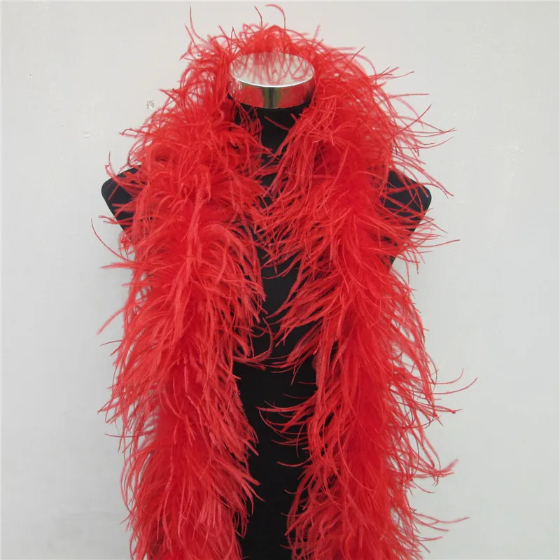 

New 2 Meters 6 Layer Red Natural Ostrich Feathers Boa Quality Fluffy Costumes / Trim for Party / Costume / Shawl / Available
