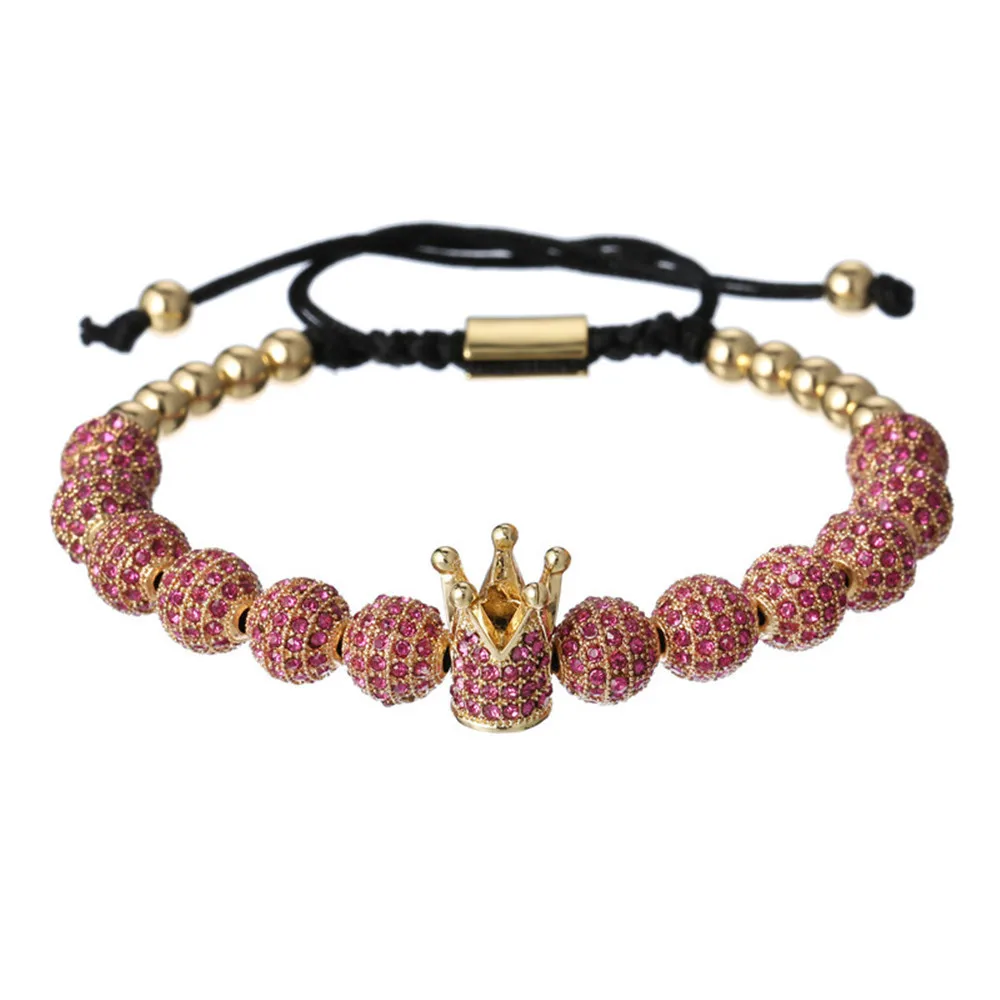 Ювелирные изделия плетеные с 100 наборов медных бусин 12 браслетов с высокими браслеты с короной с просверленными Медные шарики