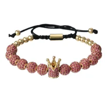 Ювелирные изделия плетеные с 100 наборов медных бусин 12 браслетов с высокими браслеты с короной с просверленными Медные шарики