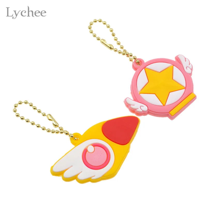 

Lychee 2pcs/set Hot Japan Anime Cardcaptor Sakura Silicone Key Cover Key Chain Key Ring Jewelry for Men Women