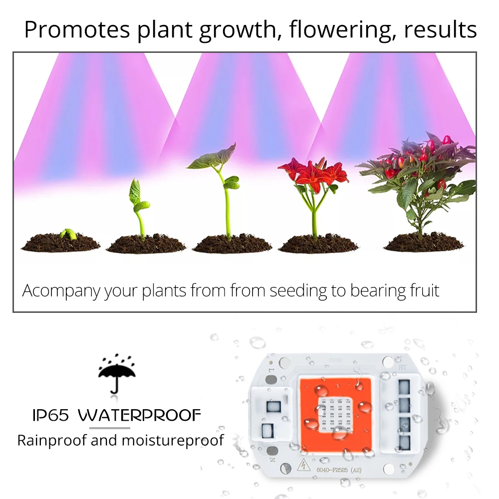 Светодиодный COB Чип-диод 50 Вт 30 Вт 20 Вт AC 220V 230V 110V 127V полный спектр DIY рост светильник красные, синие Фито лампа для выращивания цветочных растений