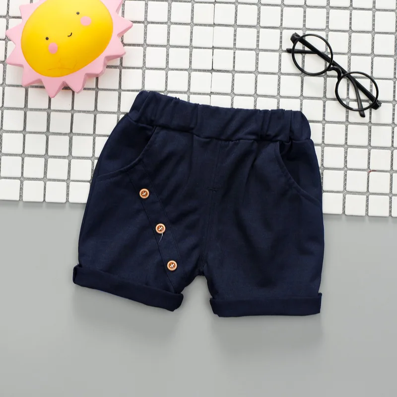 Летние мальчики Шорты новые модные caasual хлопковые брюки детская одежда для детей мальчиков сплошной цвет спортивные короткие штаны брюки - Цвет: dark blue
