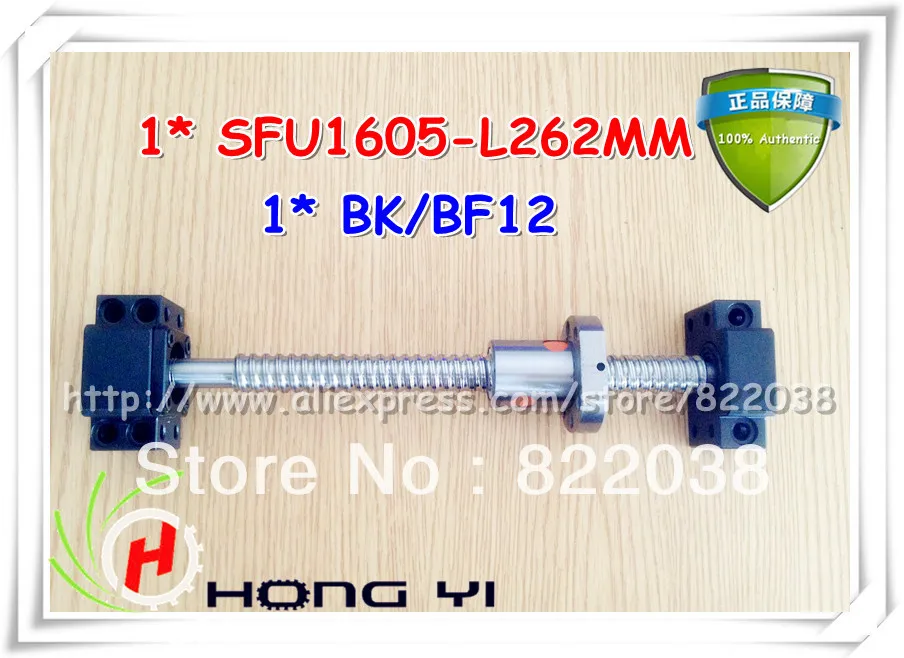 

1pcs Ball screw RM1605-L262mm (62mm machining parts) + SFU1605 Ballscrew Ballnut for CNC, 1pcs BK12 / 1pcs BF12 Support