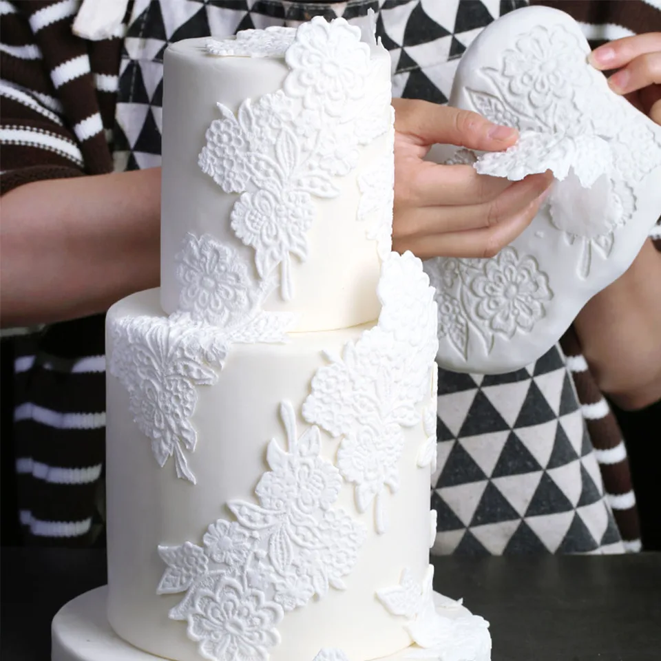 Silicone Moulds Flower Lace Mat Embosser Fondant Cake Molds