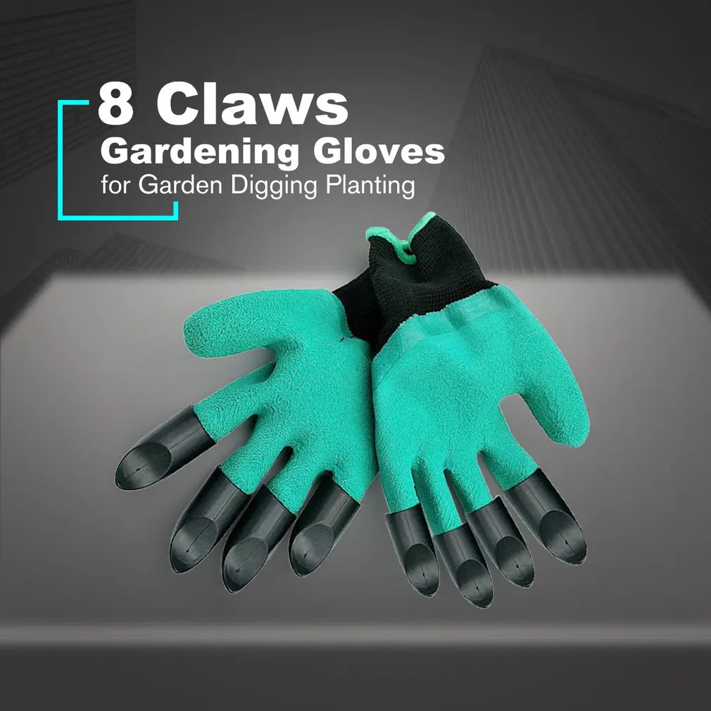 1 Pair Gardening Gloves for Garden Digging Planting with 8 ABS Plastic Claws Garden Working Protection Gloves Garden Gloves