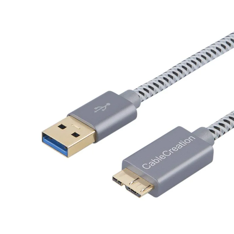 Кабель Micro USB 3,0, короткий шнур USB 3,0 A к Micro B, совместимый внешний жесткий диск, hd-камера, Note 3/N9000, серый космос алюминий