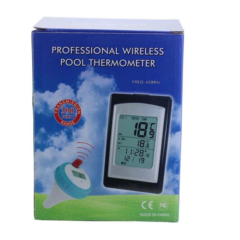 

Professional Wireless Pool Thermometer -40 to 60C Spa Hot Tub Home Swim Waterproof Water Temperature Meter Calendar Alarm Clock