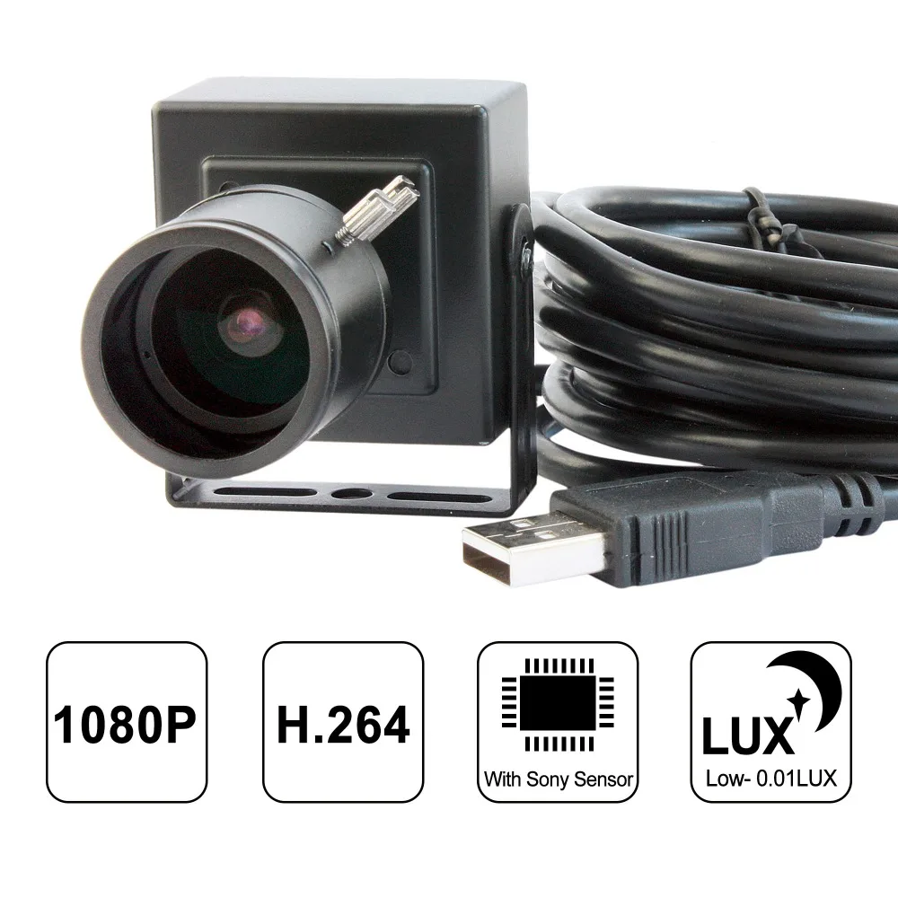 

ELP Camera 2Megapixel 1080P 2.8-12mm Varifocal Low illumination CCTV camera Mini HD USB Webcam With MIC IR Cut