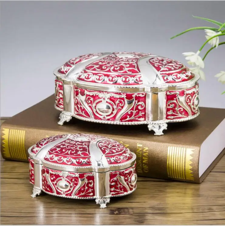New! 2 Sizes Wedding Gift Box Metal Jewelry Case Zinc alloy metal