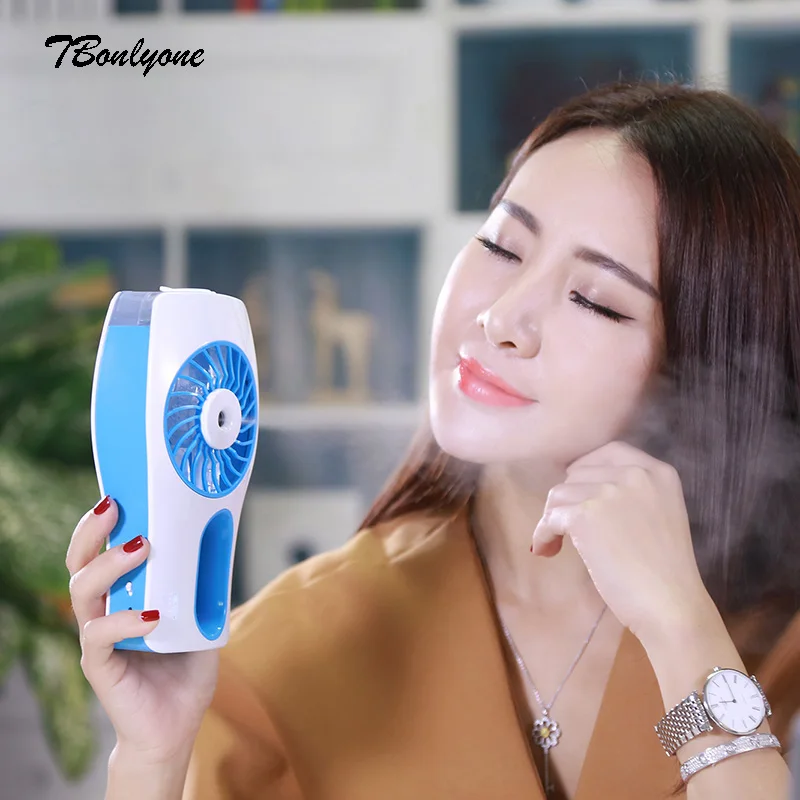 

TBonlyone 2000Mah Water Mist Fan With Air Humidifier Function Electric Portable Fan Table Fan Battery Rechargeable Mini Fan