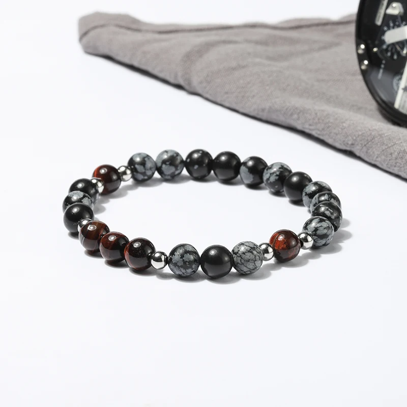 

Wholesales Fashion red tiger eye stone and snowflake Vintage Simple Bracelets for men jewelry gift 50pcs/lot+free shipping