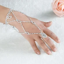 Новая мода сексуальная леди девушка танцы горный хрусталь перчатки с цепочкой браслет