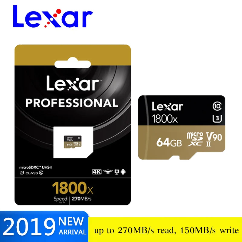 Карта Micro SD Lexar 1800x microsd 64 ГБ 32 270 МБ/с./с sdxc U3 cartao de memoria Class10 флэш память tf/sd карта для