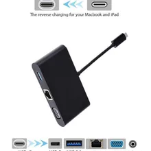 1080 P Тип-C USB3.0+ RJ45 LAN+ VGA+ Тип-C PD зарядки+ 3,5 мм аудио Порты и разъёмы адаптер Multi-Порты и разъёмы Тип-C конвертер