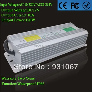 

Supernova Sale Power Supply 12vdc 10A Waterproof ip 66 Driver 120W Outdoor Led Driver AC110/220V For Lamp Free Shipping 1pcs/lot