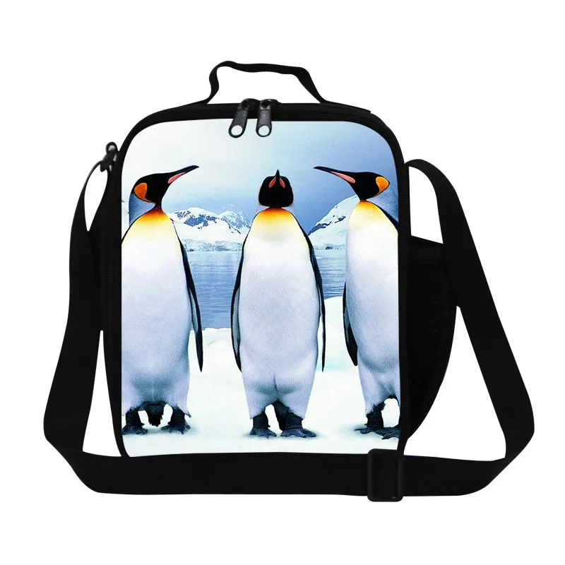 Дизайнерские принтом пингвина Обед Сумка для женщин, милый изолированные обед контейнеры для детей, дети тепловой обед мешок для школы