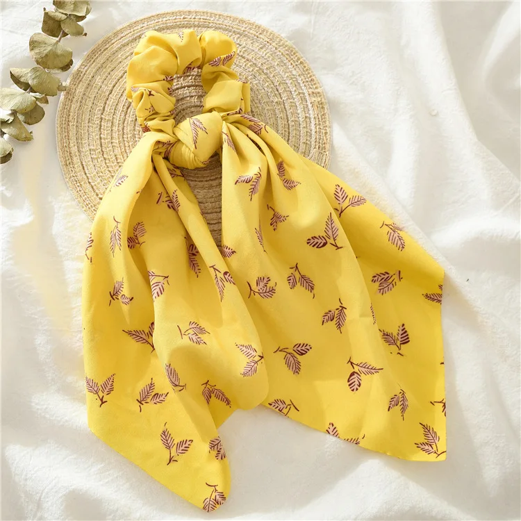 Summer Flower Printed Women Elastic Scrunchies Hair Bands Retro Hair Ties Scarf Rubber Band Hair Accessories for Women Girls