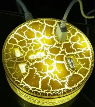 

Round 2*USB Ice Crack Smart Desktop Socket Wall socket with led light